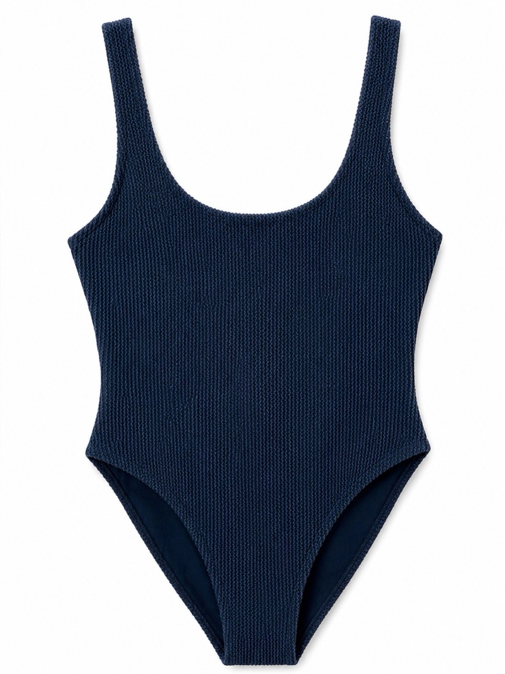 NWT Camille Textured Navy One-Piece Swimsuit, women’s size large.

L40